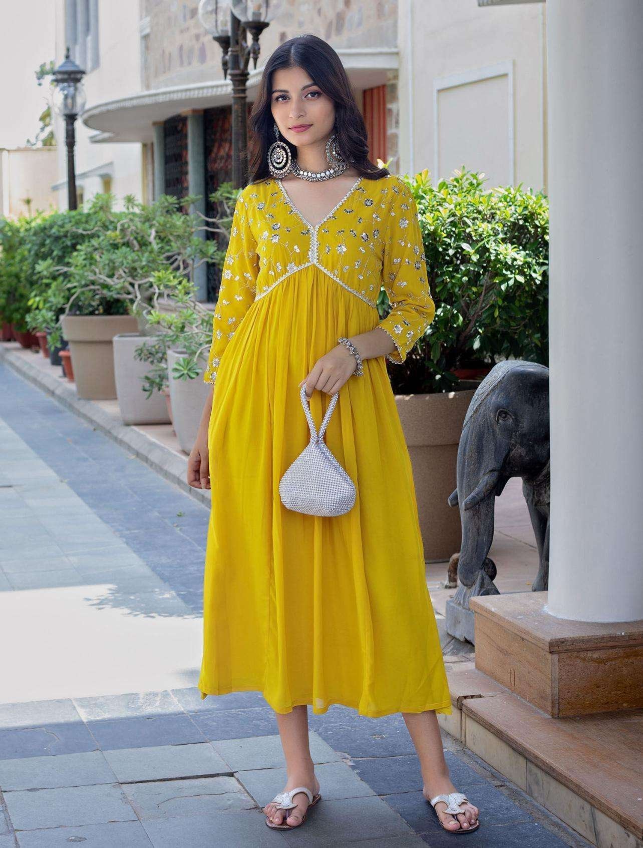 Women’s Rayon embroidery work Georgette Fit & Flare Dress