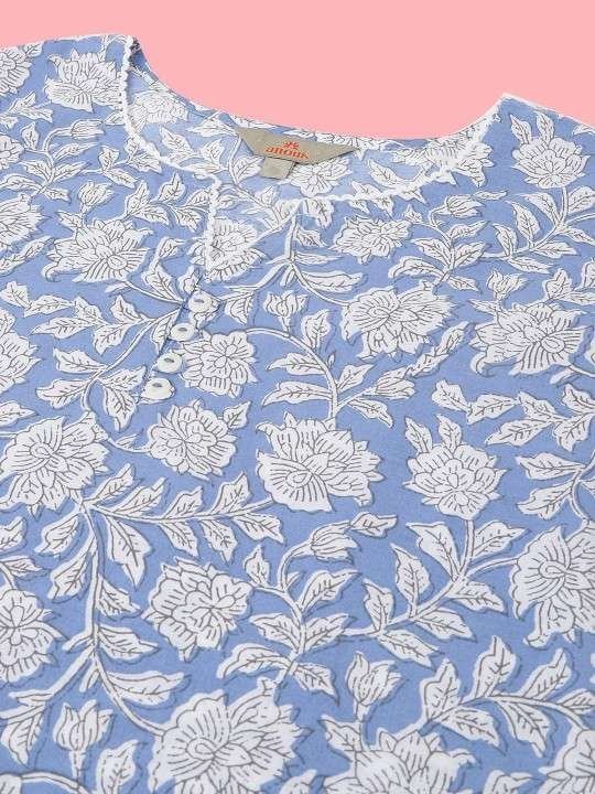 Women’s Rayon Floral Printed Straight Short Kurti Set