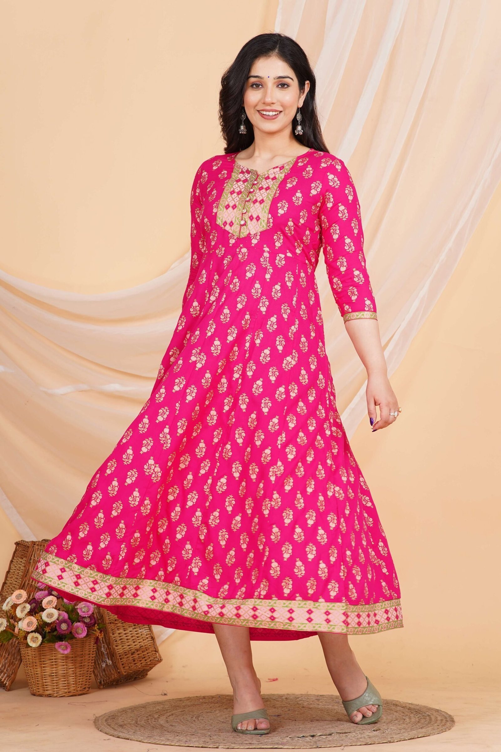 Women’s Rayon Printed Anarkali Short Kurti Gown