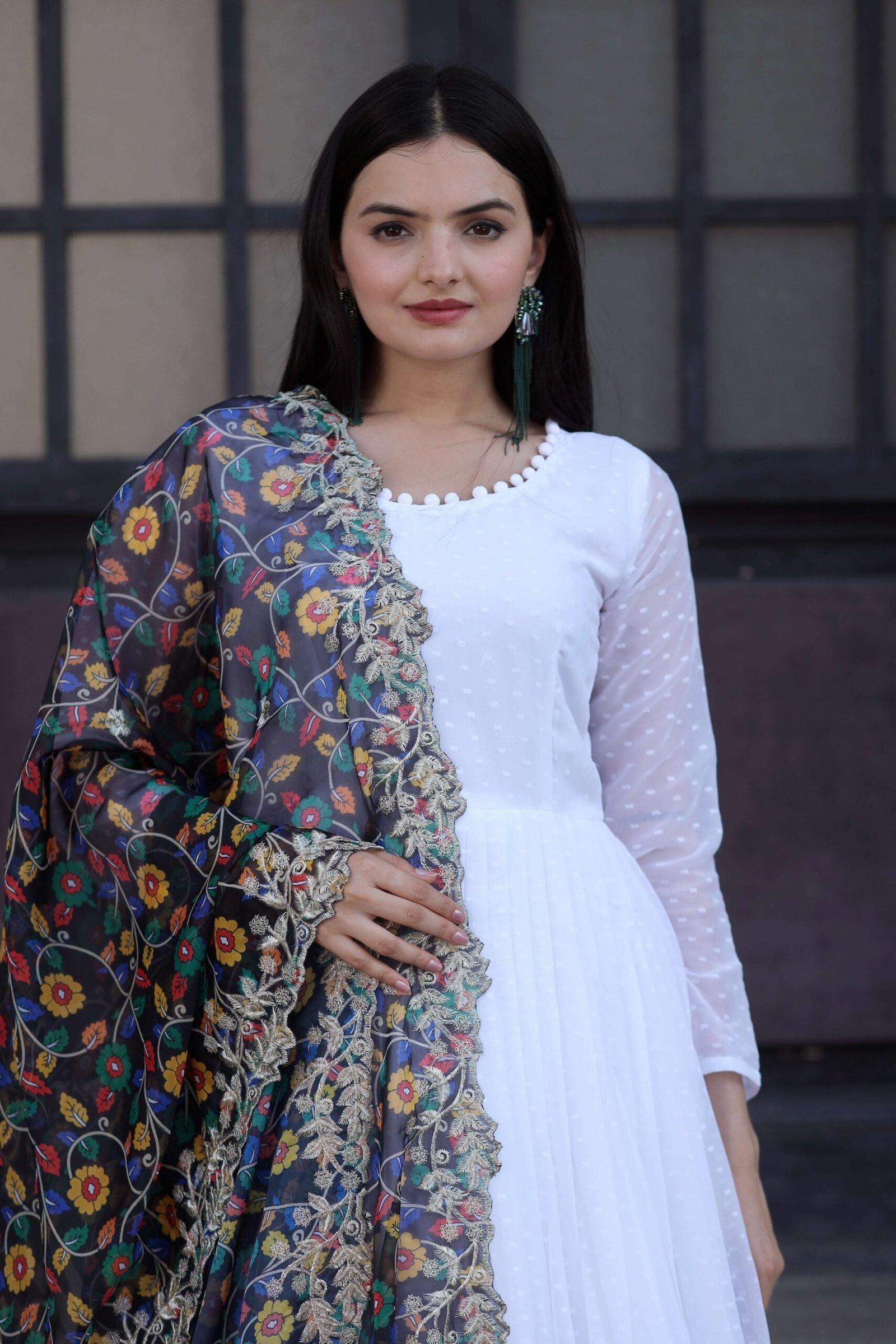 Elegant Black Georgette Gown with Organza Dupatta ? Designer Kalamkari & Leheriya Print Ensemble