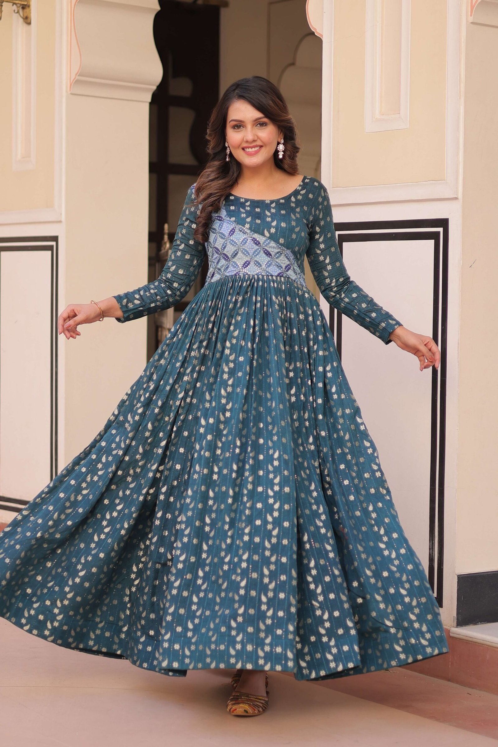 Rama Premium Position Print Choli Gown ? Designer Ready-to-Wear Collection