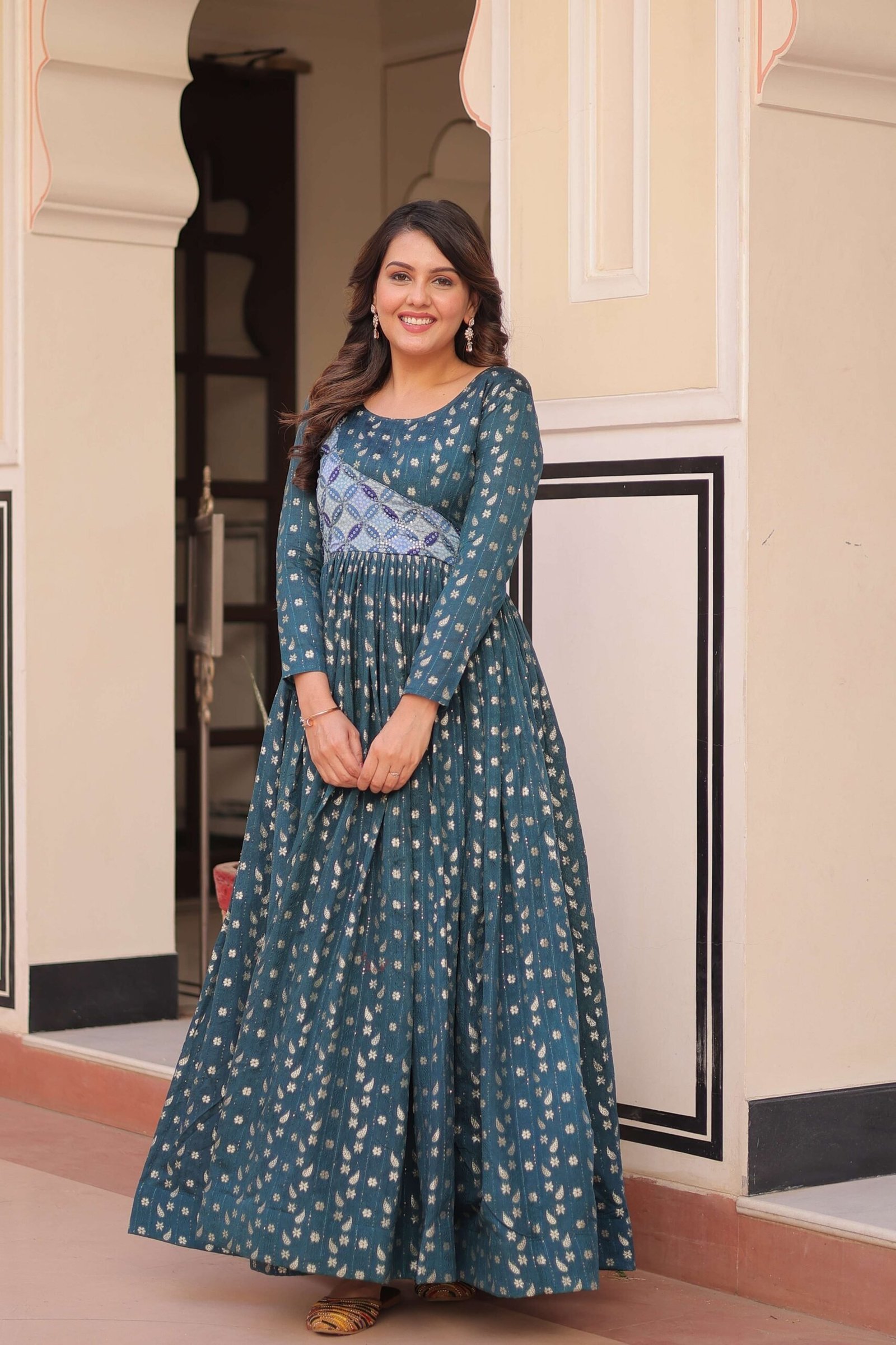 Rama Premium Position Print Choli Gown ? Designer Ready-to-Wear Collection