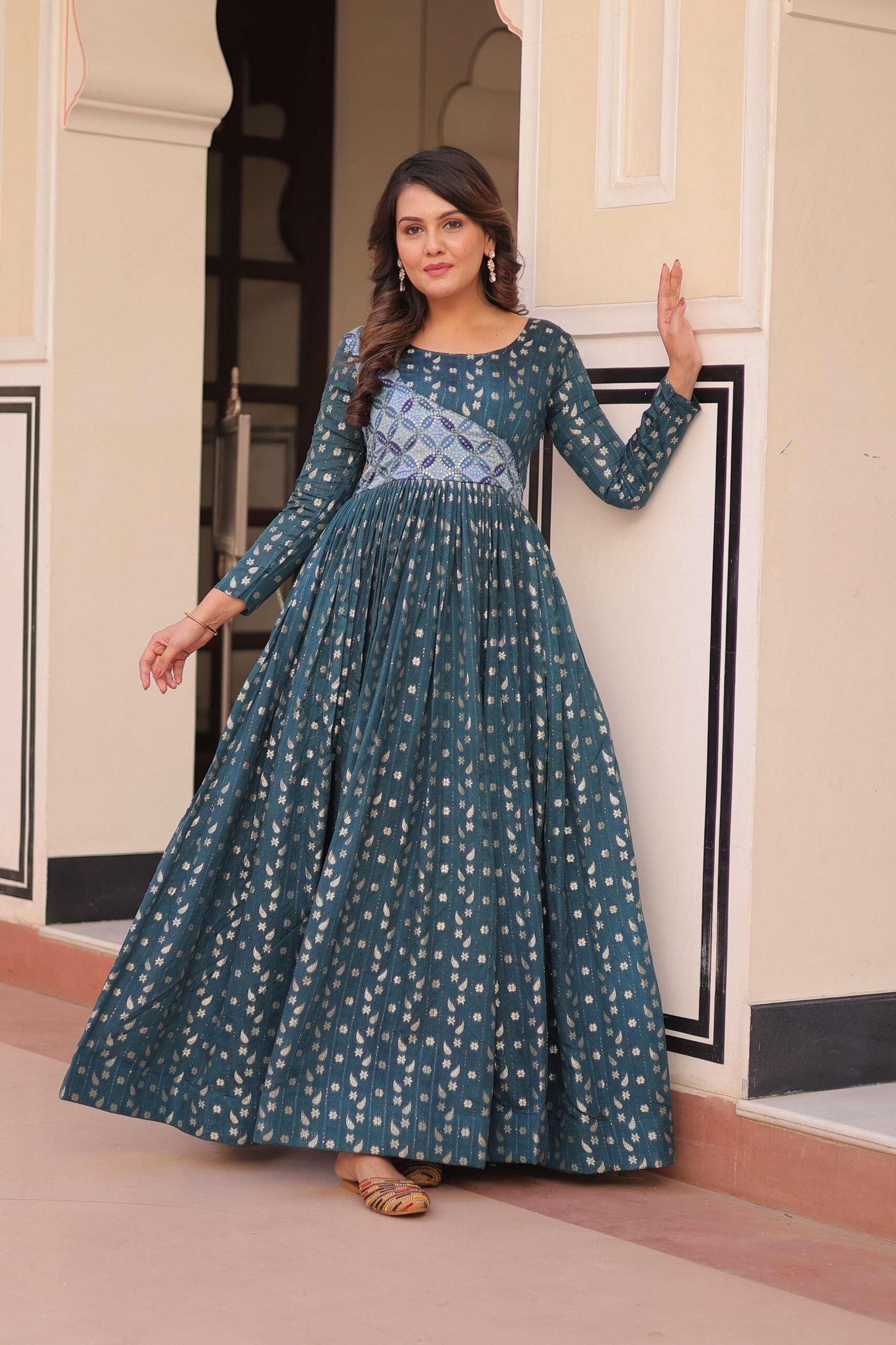 Rama Premium Position Print Choli Gown ? Designer Ready-to-Wear Collection